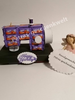 Schokoladen Tafeln Nähmaschine  als Dankeschön/Geburtstag